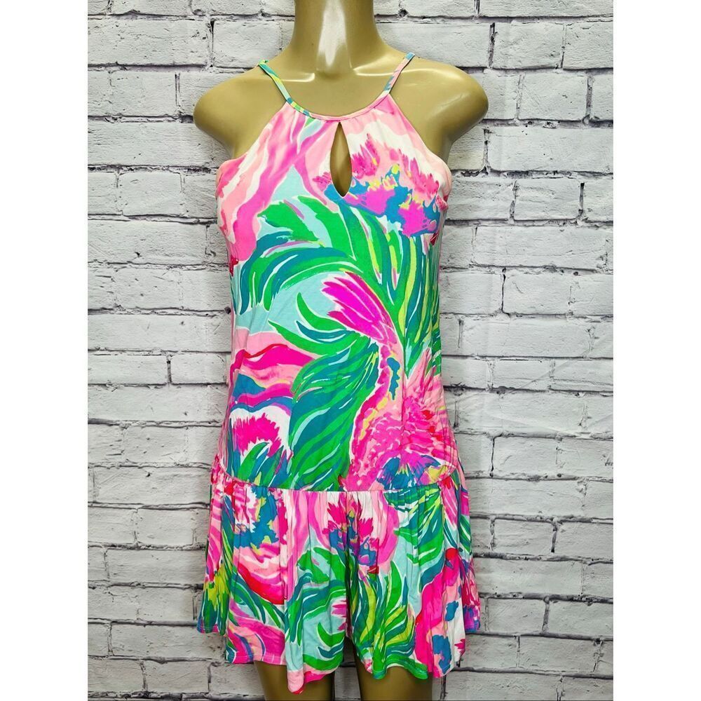 Lilly Pulitzer Womens Pink Green Paradise Bound Stretch Isabeau Midi Dress XS - Picture 1 of 13